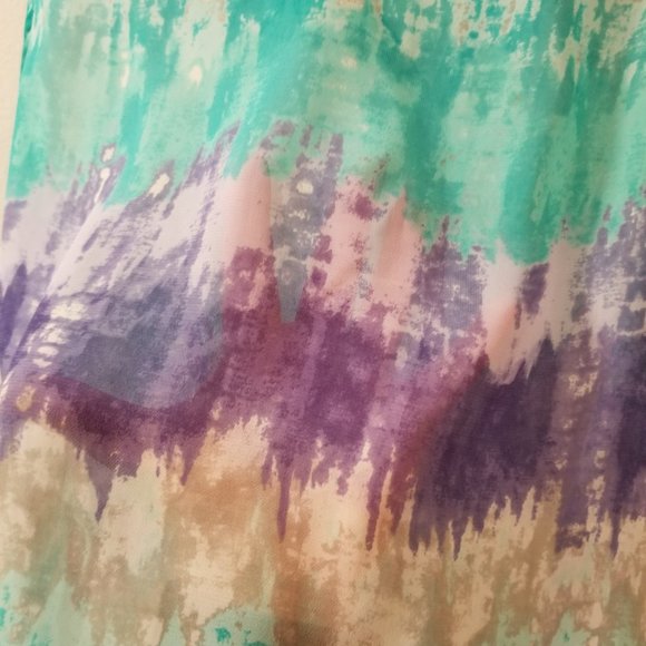 Denim binding mesh tank top with button front detail - Picture 5 of 8